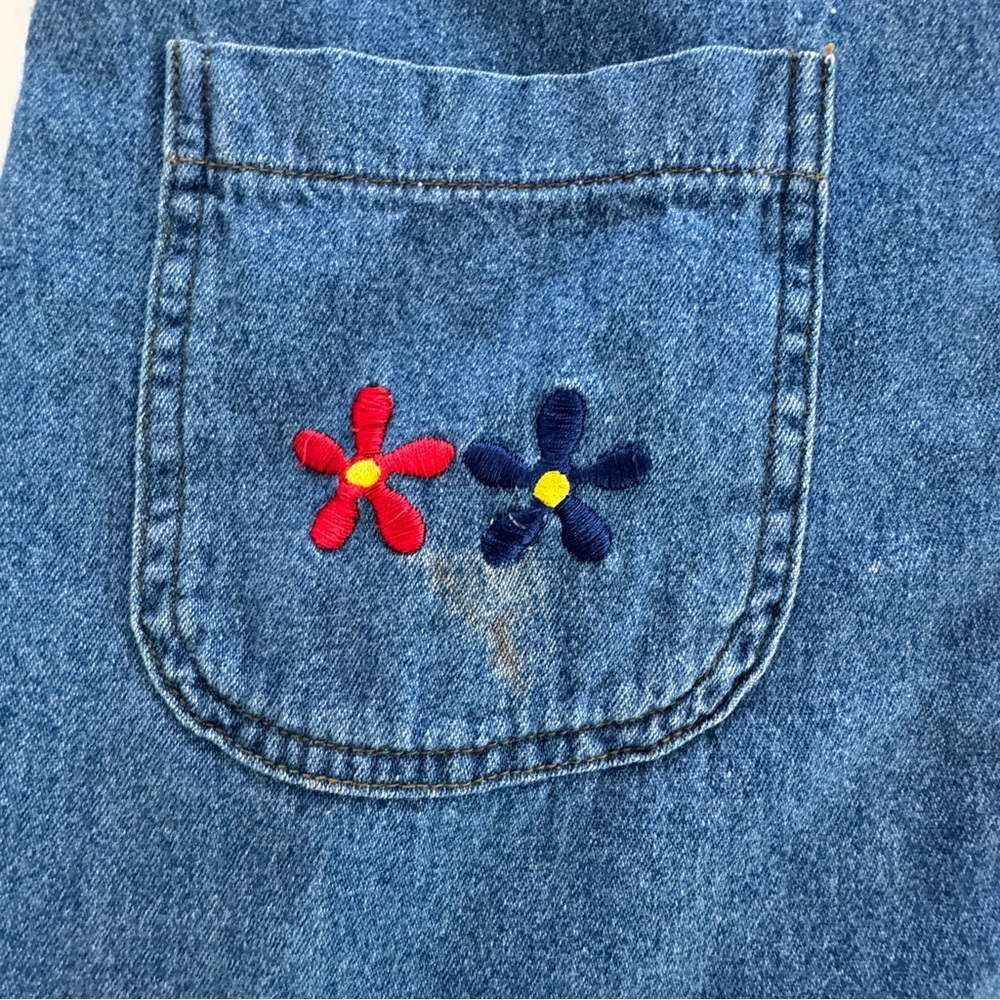 90s Y2K VTG California Concepts Denim Button Front Jumper  Floral Embroider - Picture 2 of 12